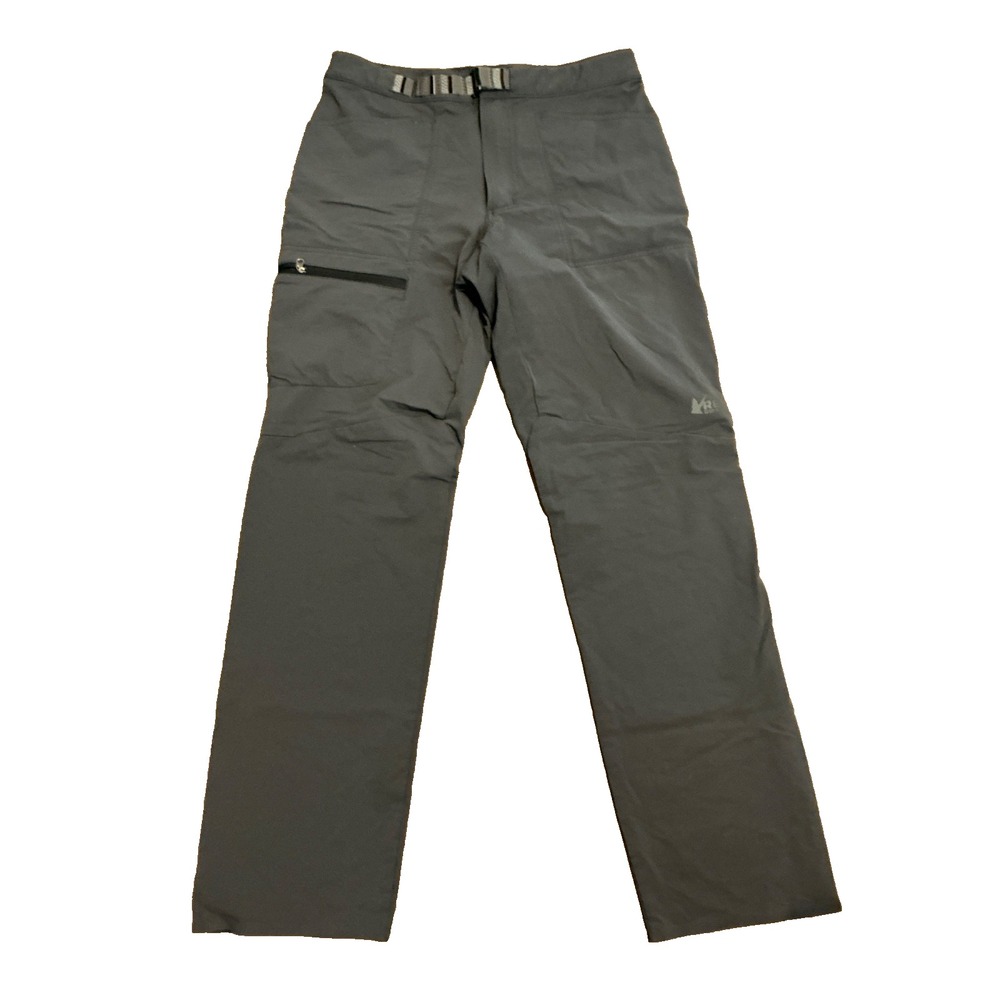 REI Mens 32x32 Gray Hiking Pants Semi Fitted Outdoor Travel Zip Pocket Mountain